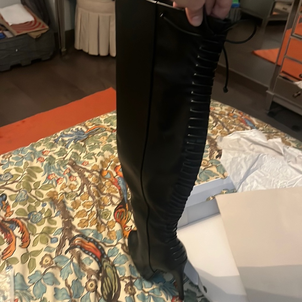 Aldo BNIB graziella over knee black leather high heel boot SZ 8